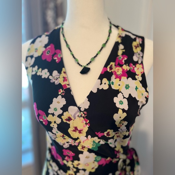 INC International Concepts Black Floral Asymmetrical Dress - Picture 2 of 9